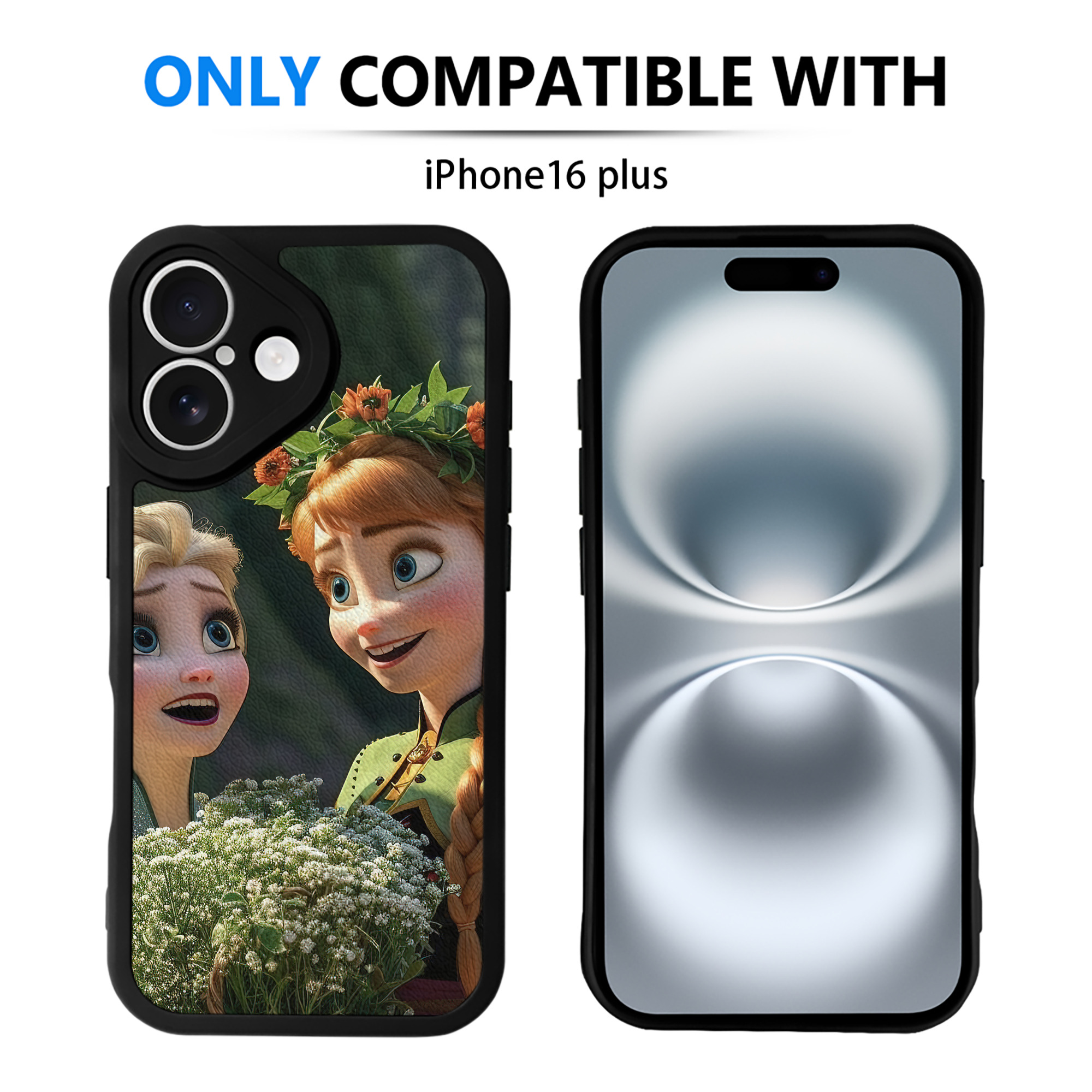 （画像用） アナと雪の女王 アンナ エルサ Frozen Anna Elsa 【iPhone 16シリーズ対応】シリコンスマホケース（レザー調） 材質：シリコン